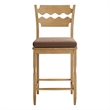 Jax Oak Wood Counter Stool Wavy Razor Back and Cushion in Weathered Oak Cocoa