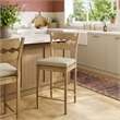 Jax Oak Wood Counter Stool Wavy Razor Back and Cushion in Weathered Oak Linen