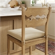 Jax Oak Wood Counter Stool Wavy Razor Back and Cushion in Weathered Oak Linen