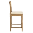 Jax Oak Wood Counter Stool Wavy Razor Back and Cushion in Weathered Oak Linen