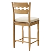 Jax Oak Wood Counter Stool Wavy Razor Back and Cushion in Weathered Oak Linen