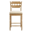 Jax Oak Wood Counter Stool Wavy Razor Back and Cushion in Weathered Oak Linen