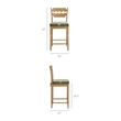 Jax Oak Wood Counter Stool Wavy Razor Back and Cushion in Weathered Oak Sage