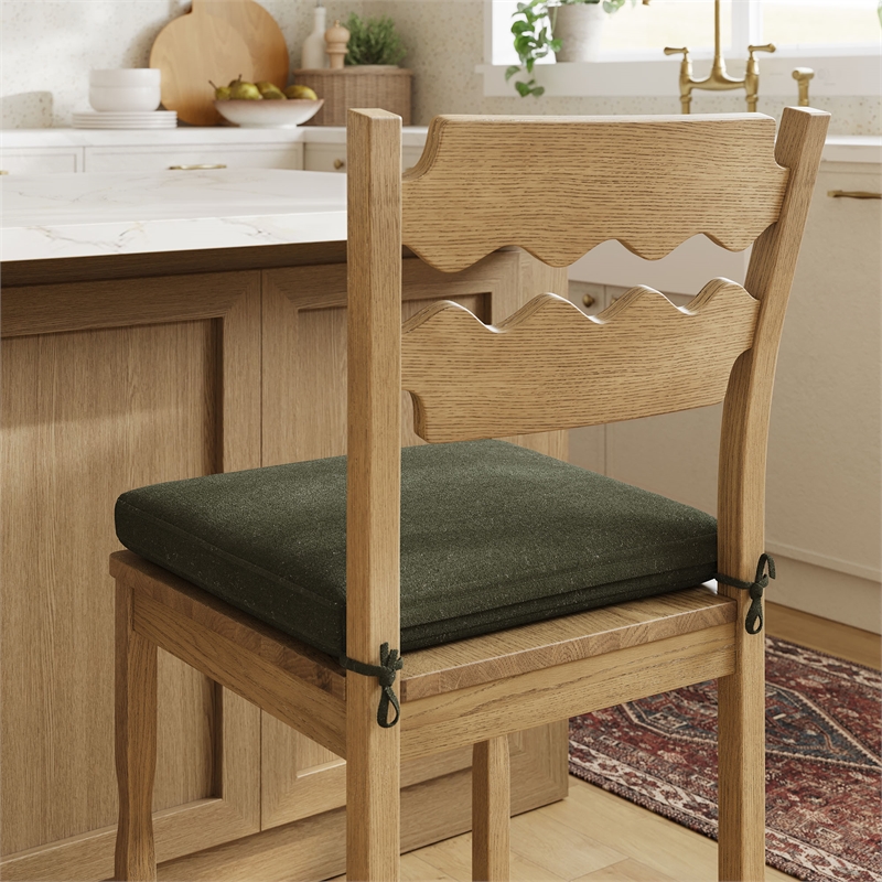 Jax Oak Wood Counter Stool Wavy Razor Back and Cushion in Weathered Oak Sage