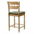Jax Oak Wood Counter Stool Wavy Razor Back and Cushion in Weathered Oak Sage