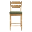 Jax Oak Wood Counter Stool Wavy Razor Back and Cushion in Weathered Oak Sage