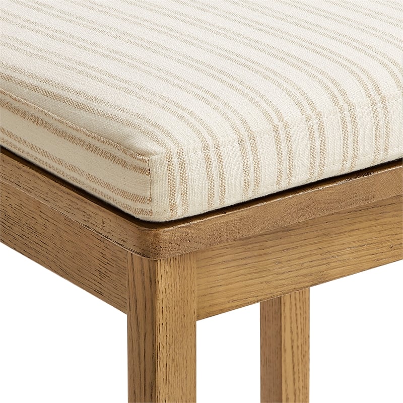Jax Oak Wood Dining Chair Razor Back and Cushion in Weathered Oak Oatmeal Stripe