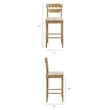 Jax Oak Wood Bar Stool Razor Back and Cushion in Weathered Oak Oatmeal Stripe