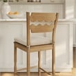 Jax Oak Wood Bar Stool Razor Back and Cushion in Weathered Oak Oatmeal Stripe