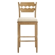 Jax Oak Wood Bar Stool Razor Back and Cushion in Weathered Oak Oatmeal Stripe