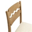 Jax Oak Wood Bar Stool Razor Back and Cushion in Weathered Oak Oatmeal Stripe