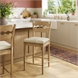 Jax Oak Wood Counter Stool Razor Back and Cushion inWeathered Oak Oatmeal Stripe