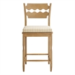 Jax Oak Wood Counter Stool Razor Back and Cushion inWeathered Oak Oatmeal Stripe