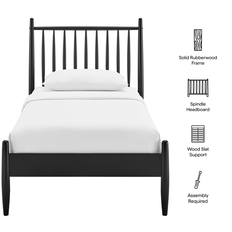 Zane Twin Size Spindle Bed Frame in Black