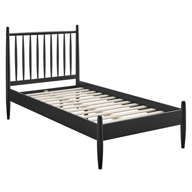 Zane Twin Size Spindle Bed Frame in Black
