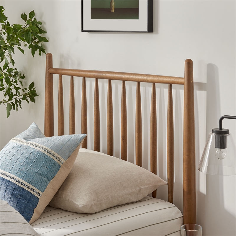 Zane Twin Size Spindle Bed Frame in Walnut
