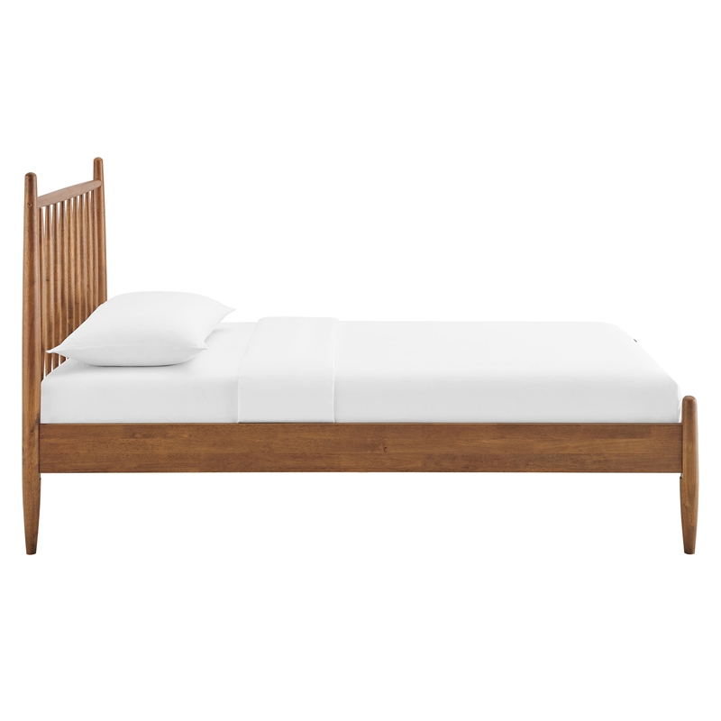 Zane Twin Size Spindle Bed Frame in Walnut
