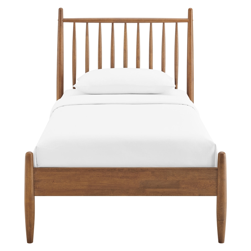 Zane Twin Size Spindle Bed Frame in Walnut