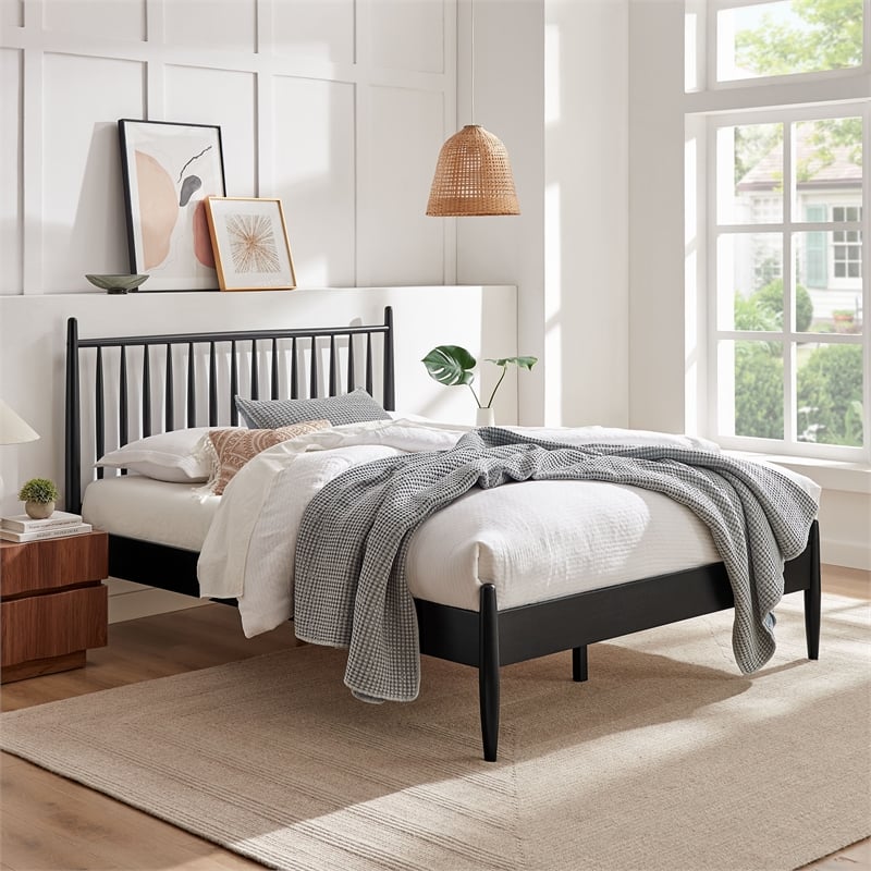 Zane Full Size Spindle Bed Frame in Black
