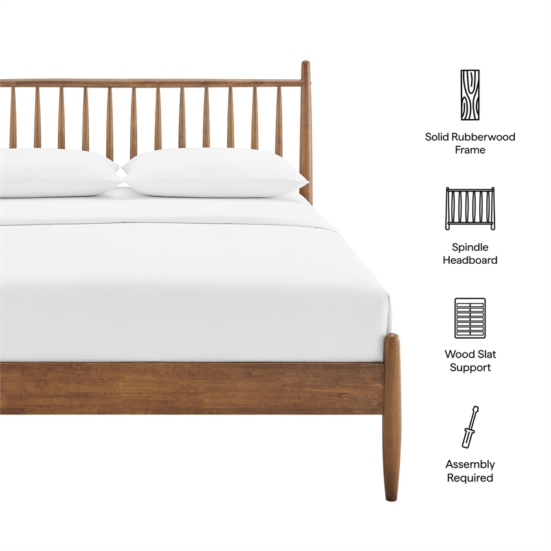 Zane Full Size Spindle Bed Frame in Walnut