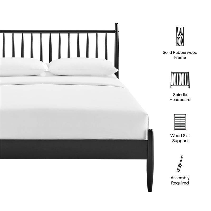 Zane Queen Size Spindle Bed in Black
