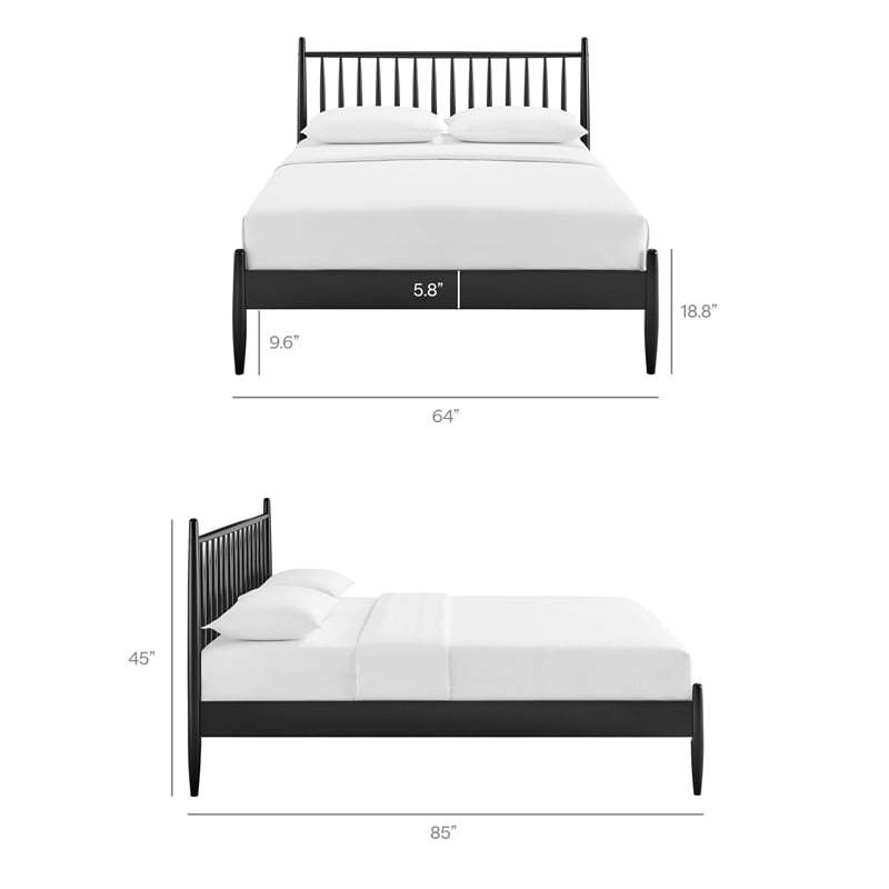 Zane Queen Size Spindle Bed in Black