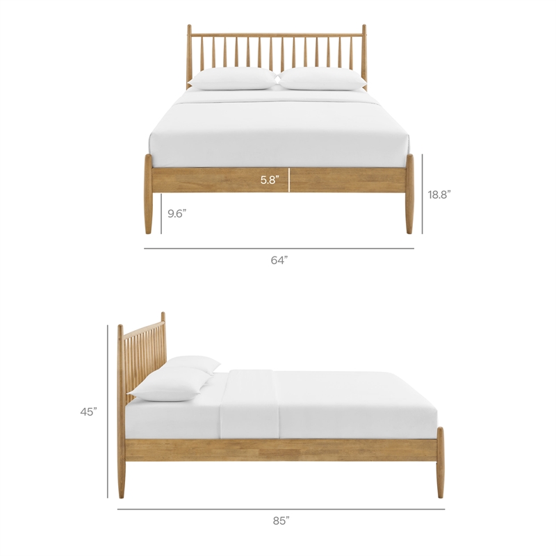 Zane Queen Size Spindle Bed in Light Oak