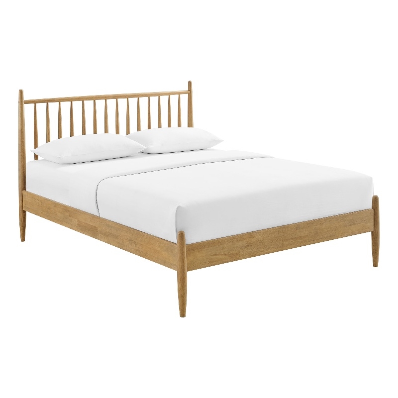 Zane Queen Size Spindle Bed in Light Oak