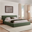 Luma Chenille Upholstered King Platform Bed Frame in Eucalyptus