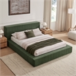 Luma Chenille Upholstered King Platform Bed Frame in Eucalyptus