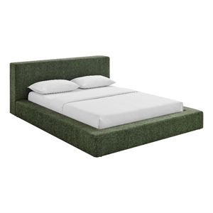 Luma Chenille Upholstered King Platform Bed Frame in Eucalyptus