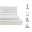 Luma Chenille Upholstered King Platform Bed Frame in Ivory Fabric
