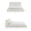 Luma Chenille Upholstered King Platform Bed Frame in Ivory Fabric