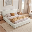 Luma Chenille Upholstered King Platform Bed Frame in Ivory Fabric