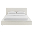 Luma Chenille Upholstered King Platform Bed Frame in Ivory Fabric