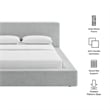 Luma Chenille Upholstered King Platform Bed Frame in Light Gray Fabric