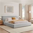 Luma Chenille Upholstered King Platform Bed Frame in Light Gray Fabric