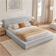 Luma Chenille Upholstered King Platform Bed Frame in Light Gray Fabric