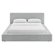Luma Chenille Upholstered King Platform Bed Frame in Light Gray Fabric