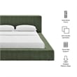 Luma Chenille Upholstered Queen Platform Bed Frame in Eucalyptus