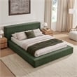 Luma Chenille Upholstered Queen Platform Bed Frame in Eucalyptus