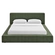 Luma Chenille Upholstered Queen Platform Bed Frame in Eucalyptus