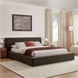 Luma Chenille Upholstered Queen Platform Bed Frame in Java
