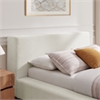 Luma Chenille Upholstered Queen Platform Bed Frame in Ivory Fabric