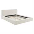 Luma Chenille Upholstered Queen Platform Bed Frame in Ivory Fabric