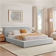 Luma Chenille Upholstered Queen Platform Bed Frame in Light Gray Fabric