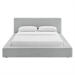 Luma Chenille Upholstered Queen Platform Bed Frame in Light Gray Fabric