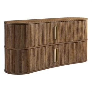 Modway Radcliffe 63&quot Curved Fluted Sideboard Buffet Cabinet in Walnut