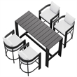 Modway Tahoe 5-Piece Outdoor Bar Table Set in White