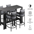 Modway Tahoe 5-Piece Outdoor Bar Table Set in Gray